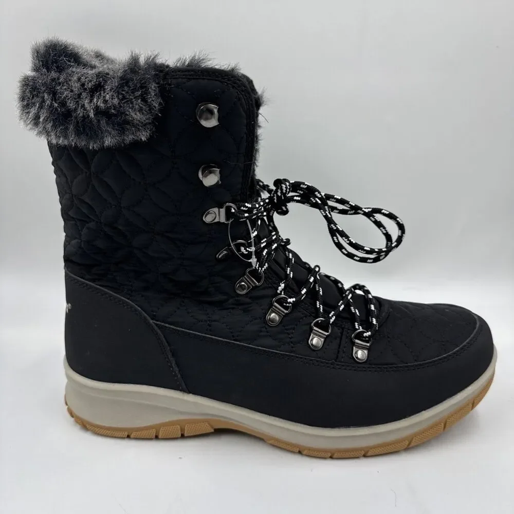 Chooka Women's Belltown Black Mid Faux Fur Insulated Winter Snow Boots 11